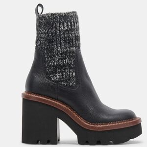 Dolce Vita Drago Leather Sweater Boots Designer Size 8.5 Black # 95